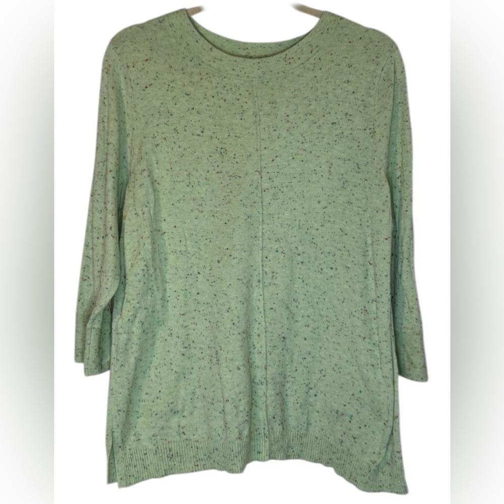 J. Jill Green Confetti Crewneck Lightweight Sweater